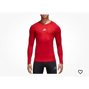 adidas Mens ASK Compression LS Shirt Red Size Medium Aeroready Alphaskin T-Shirt